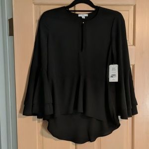 Black Bell-Sleeved Blouse
